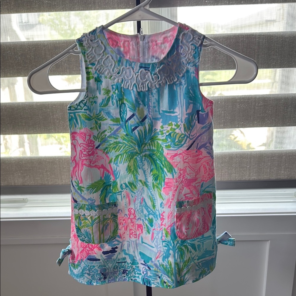 Lilly Pulitzer Girls' Tropical Print Sleeveless Dress in Pink, Blue, Green